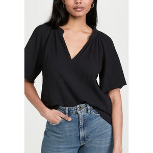 Nation Ltd 'Sable' Black Flutter Sleeve Top Size XS